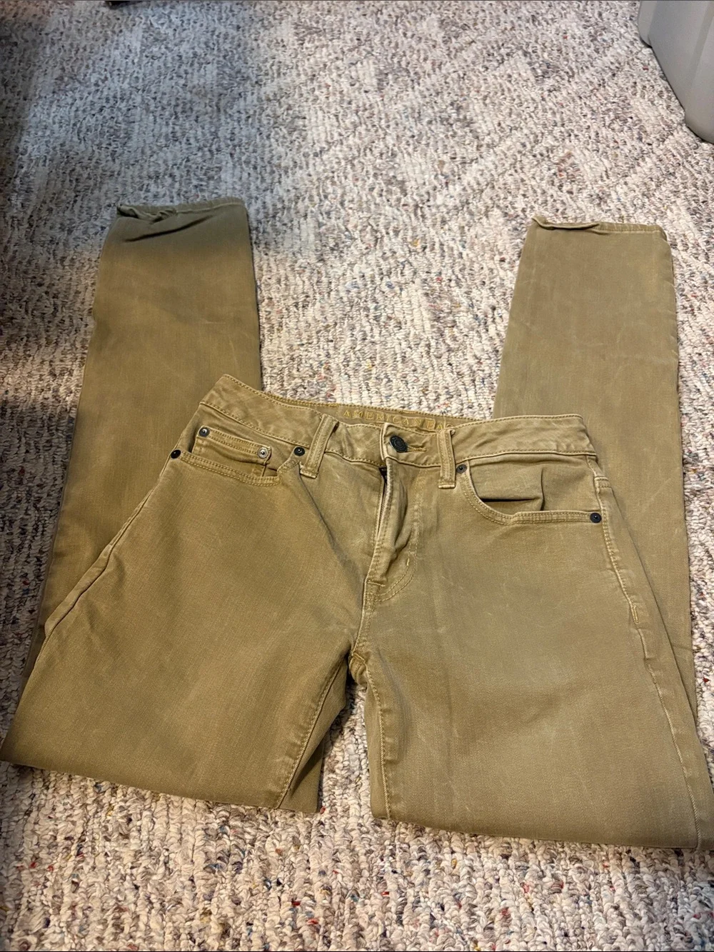 Men's Olive/tan Jeans - Classic slim Straight Fit